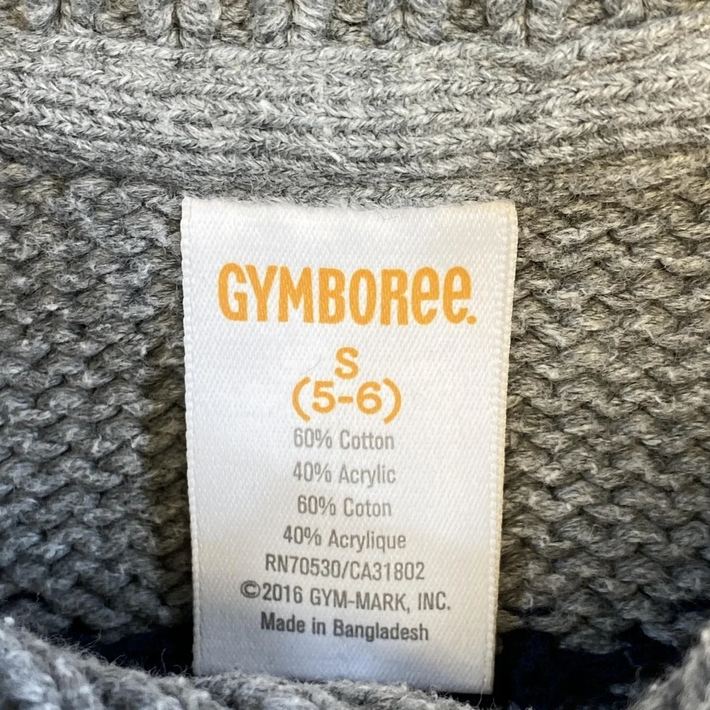 Gymboree Sweater Kids 5-6 Gray Fair Isle Shawl Collar‎ Holiday Pullover Knit